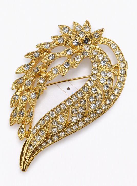 Lady Crystal Flower Shape Brooch Pin