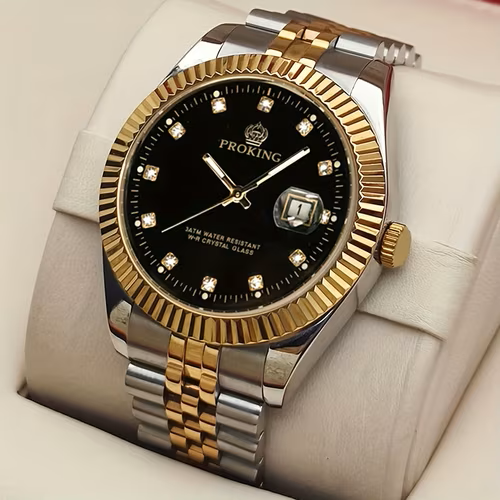 Men'S Watch, a Stainless Steel Waterproof Calendar Wristwatch