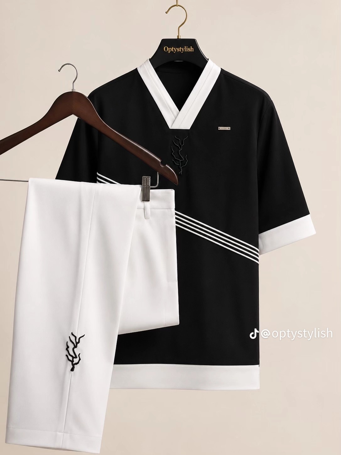 sky blue stripe shirt, white and black stripe shirt