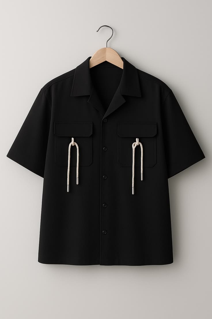 lapel black shirt
